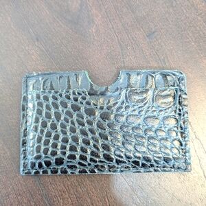🐊Dark Green Leather Crocodile Embossed Card Holder Green Caiman NWT